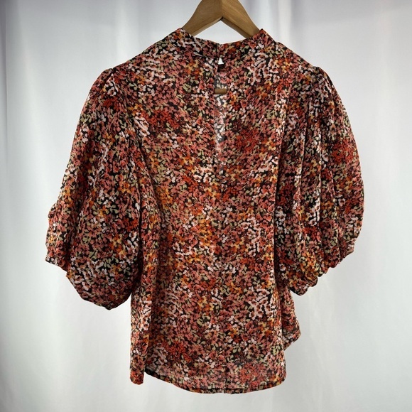 NWT Minkpink Gabae High Neck Floral Blouse in Red Multi Size‎ Small - Picture 8 of 11